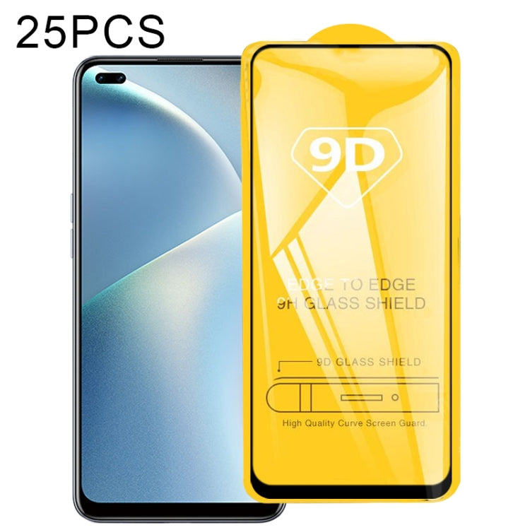 For OPPO Reno4 F 25 PCS 9D Full Glue Full Screen Tempered Glass Film