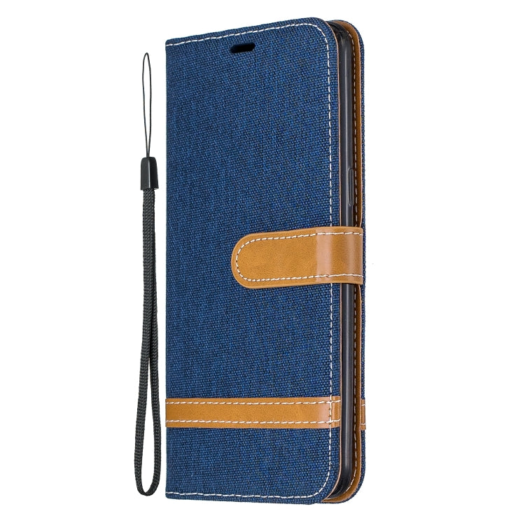 For Galaxy A10s Color Matching Denim Texture Horizontal Flip Leather Case with Holder & Card Slots & Wallet & Lanyard