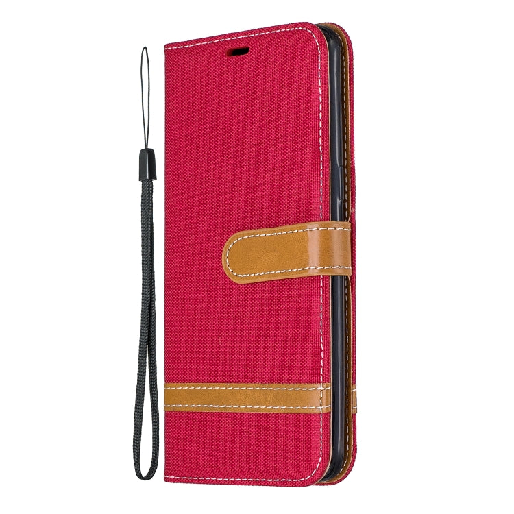 For Galaxy A10s Color Matching Denim Texture Horizontal Flip Leather Case with Holder & Card Slots & Wallet & Lanyard