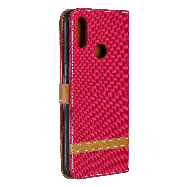 For Galaxy A10s Color Matching Denim Texture Horizontal Flip Leather Case with Holder & Card Slots & Wallet & Lanyard