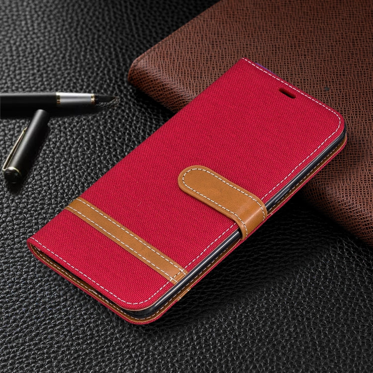 For Galaxy A10s Color Matching Denim Texture Horizontal Flip Leather Case with Holder & Card Slots & Wallet & Lanyard