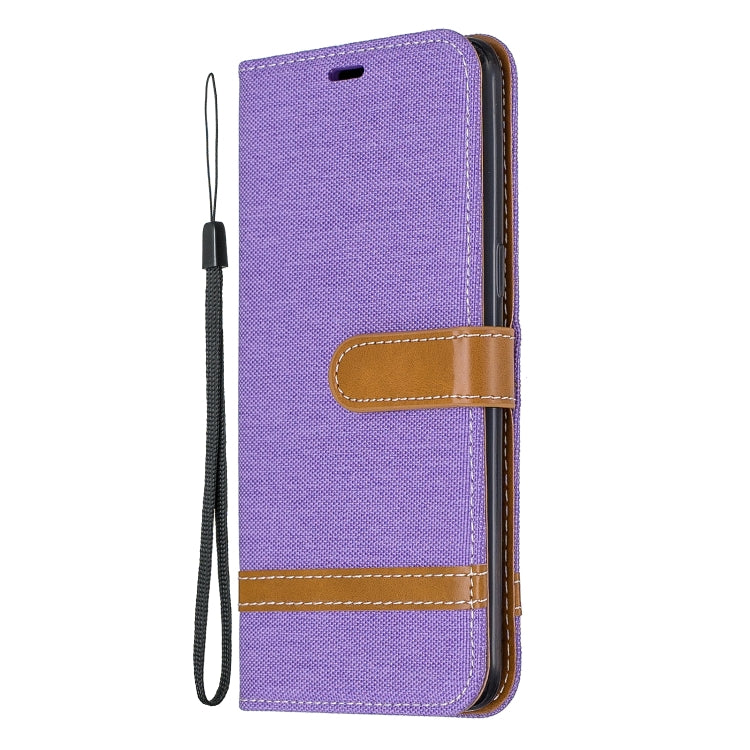 For Galaxy A10s Color Matching Denim Texture Horizontal Flip Leather Case with Holder & Card Slots & Wallet & Lanyard