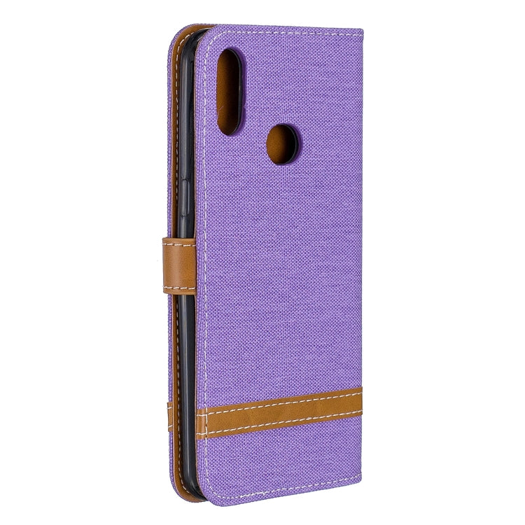 For Galaxy A10s Color Matching Denim Texture Horizontal Flip Leather Case with Holder & Card Slots & Wallet & Lanyard