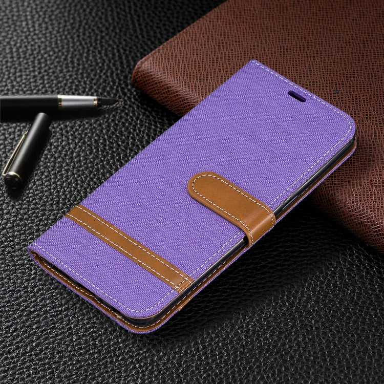For Galaxy A10s Color Matching Denim Texture Horizontal Flip Leather Case with Holder & Card Slots & Wallet & Lanyard
