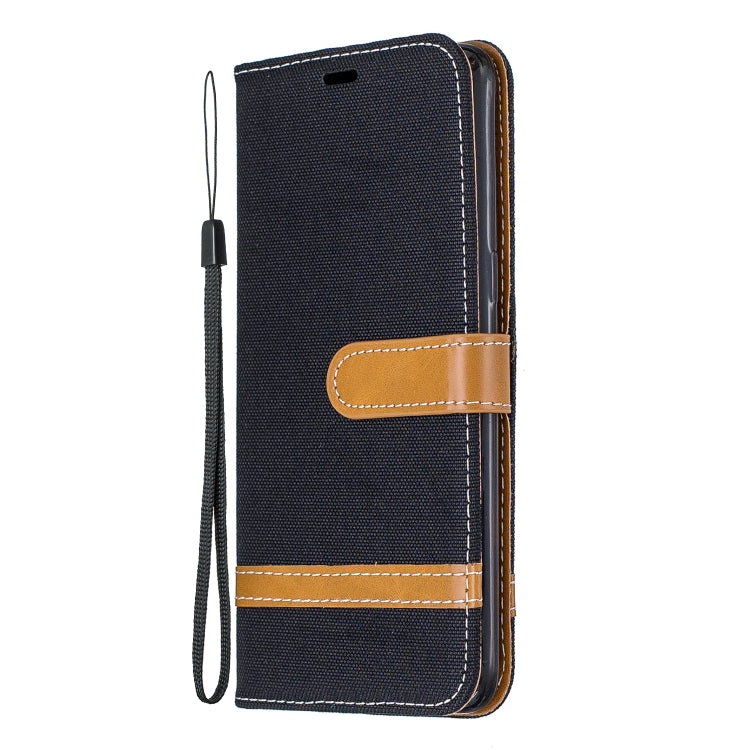 For Galaxy A10s Color Matching Denim Texture Horizontal Flip Leather Case with Holder & Card Slots & Wallet & Lanyard