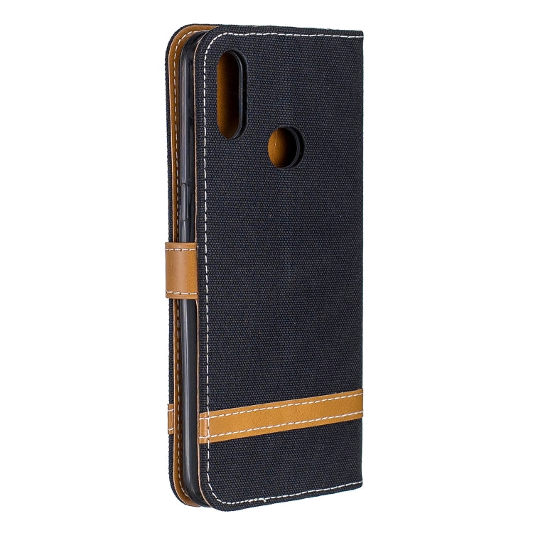 For Galaxy A10s Color Matching Denim Texture Horizontal Flip Leather Case with Holder & Card Slots & Wallet & Lanyard