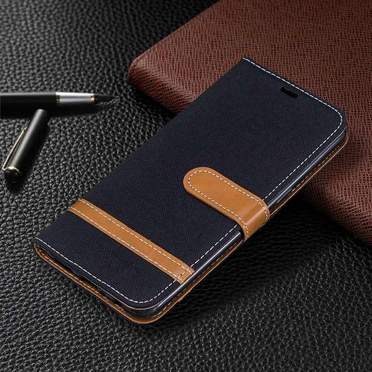 For Galaxy A10s Color Matching Denim Texture Horizontal Flip Leather Case with Holder & Card Slots & Wallet & Lanyard