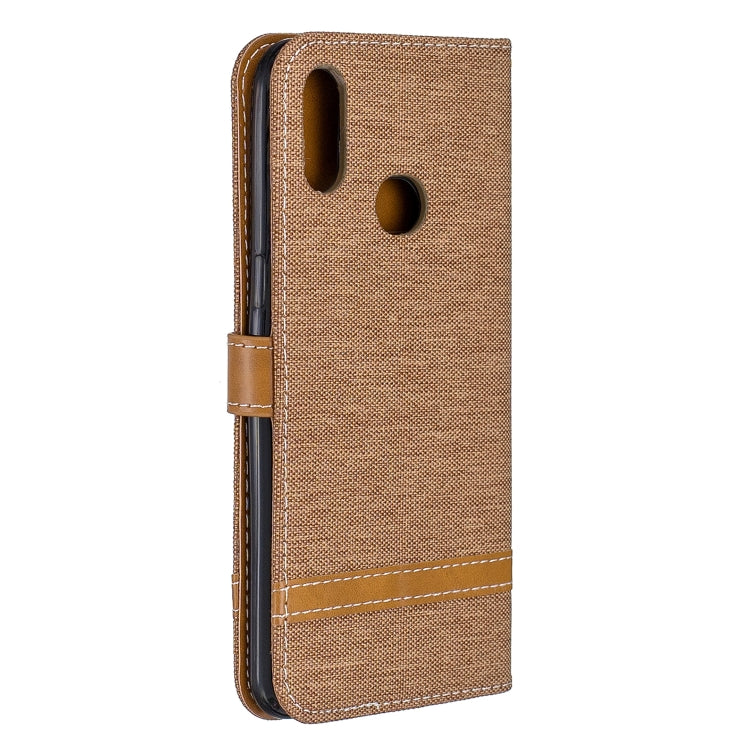 For Galaxy A10s Color Matching Denim Texture Horizontal Flip Leather Case with Holder & Card Slots & Wallet & Lanyard