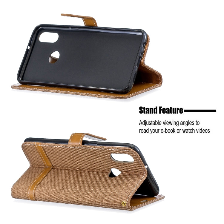 For Galaxy A10s Color Matching Denim Texture Horizontal Flip Leather Case with Holder & Card Slots & Wallet & Lanyard