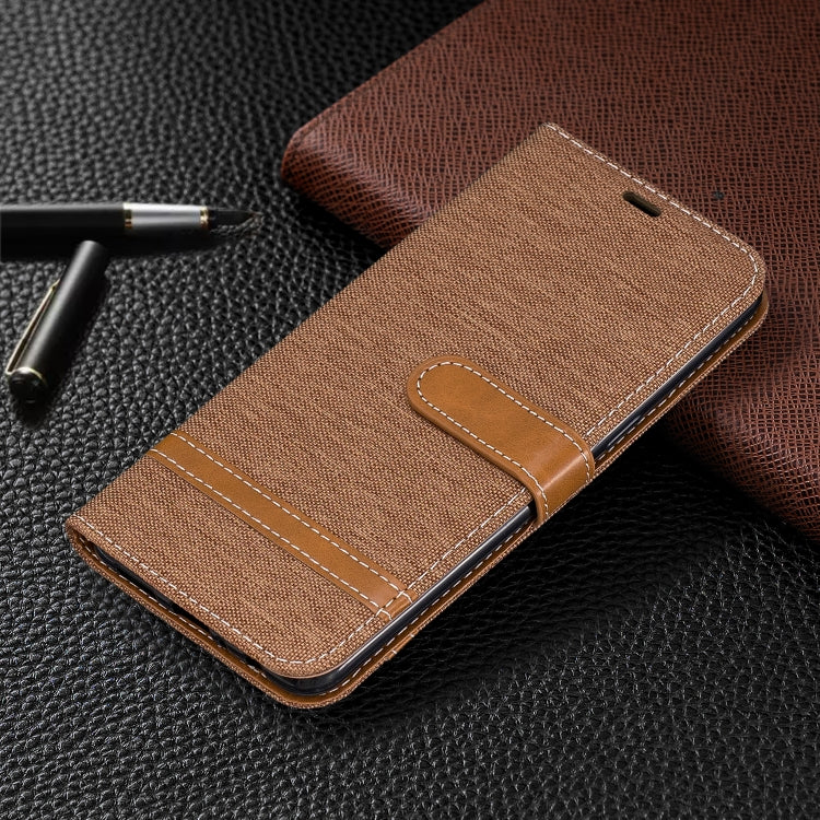 For Galaxy A10s Color Matching Denim Texture Horizontal Flip Leather Case with Holder & Card Slots & Wallet & Lanyard