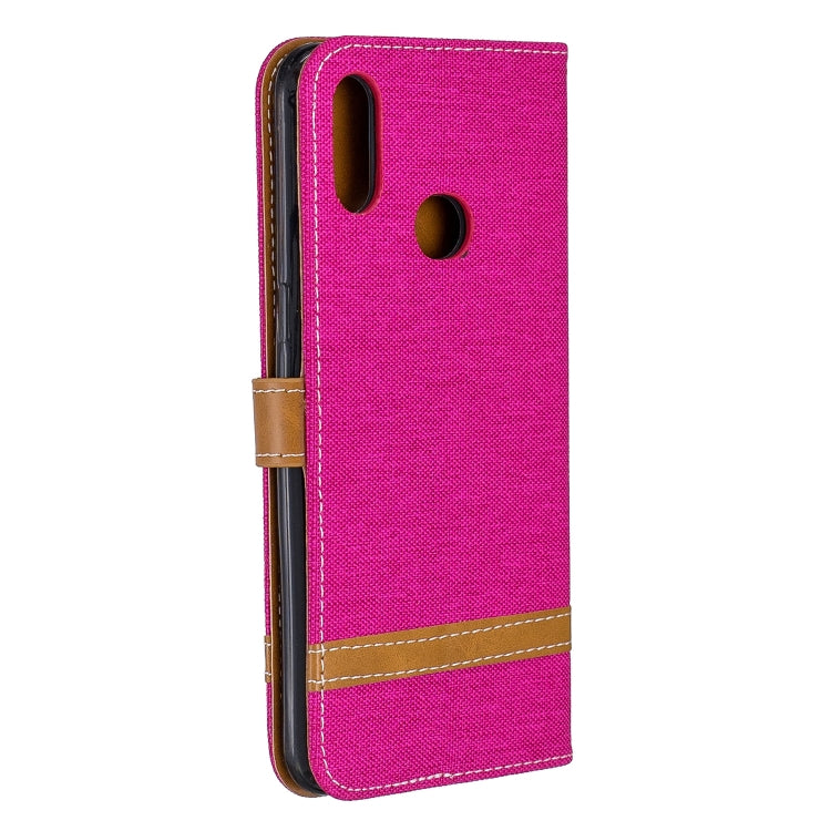 For Galaxy A10s Color Matching Denim Texture Horizontal Flip Leather Case with Holder & Card Slots & Wallet & Lanyard