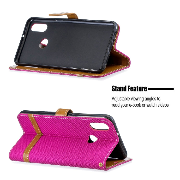 For Galaxy A10s Color Matching Denim Texture Horizontal Flip Leather Case with Holder & Card Slots & Wallet & Lanyard