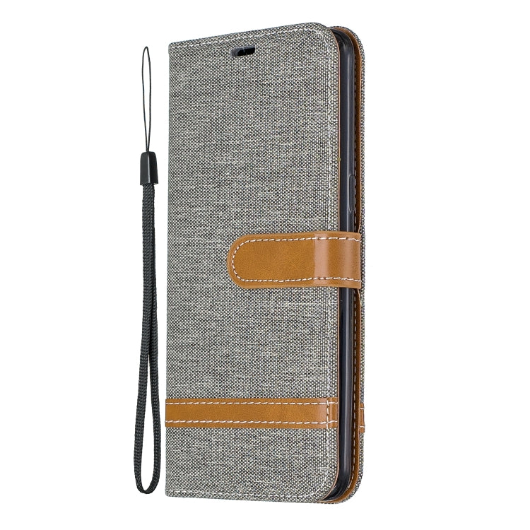 For Galaxy A10s Color Matching Denim Texture Horizontal Flip Leather Case with Holder & Card Slots & Wallet & Lanyard