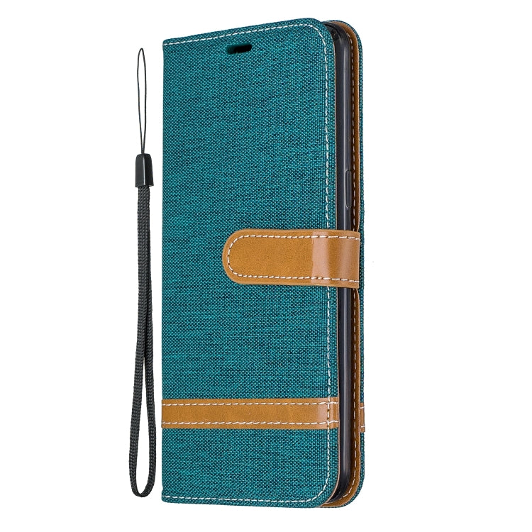 For Galaxy A10s Color Matching Denim Texture Horizontal Flip Leather Case with Holder & Card Slots & Wallet & Lanyard