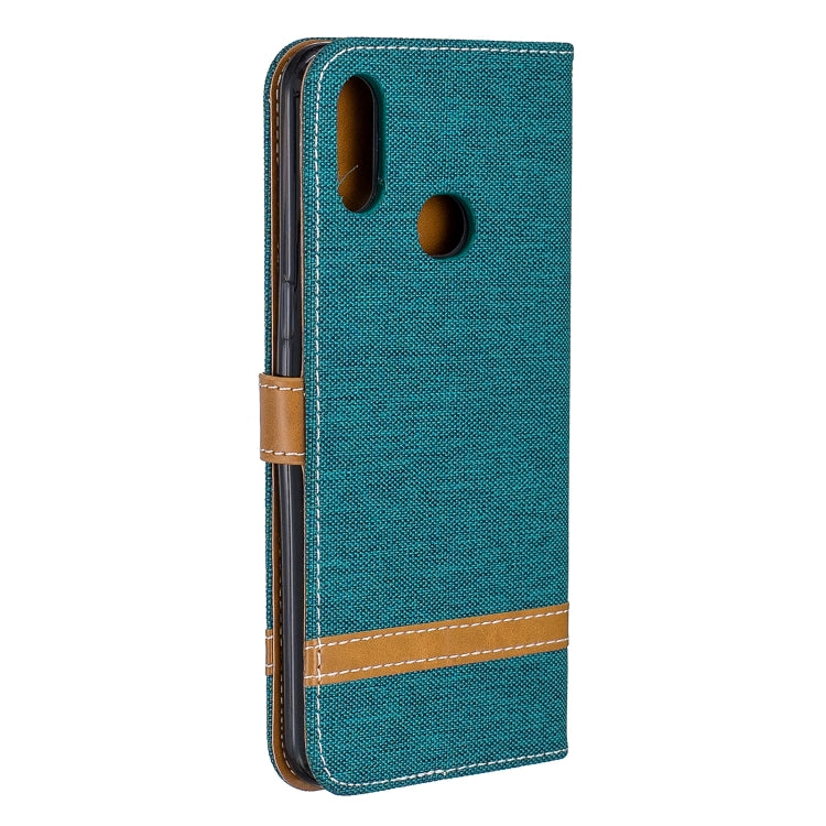 For Galaxy A10s Color Matching Denim Texture Horizontal Flip Leather Case with Holder & Card Slots & Wallet & Lanyard