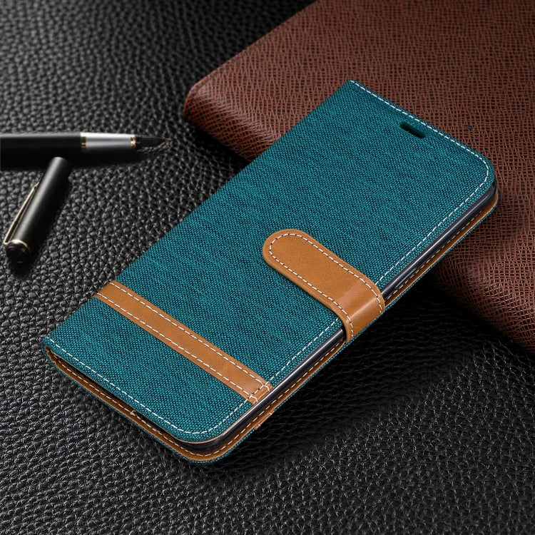 For Galaxy A10s Color Matching Denim Texture Horizontal Flip Leather Case with Holder & Card Slots & Wallet & Lanyard