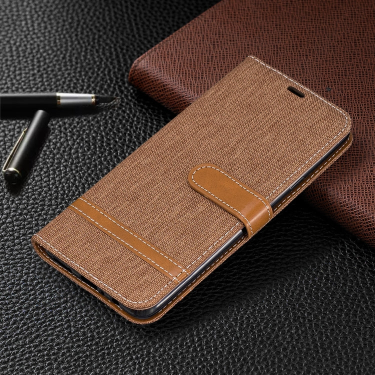 For Galaxy A20s Color Matching Denim Texture Horizontal Flip Leather Case with Holder & Card Slots & Wallet & Lanyard