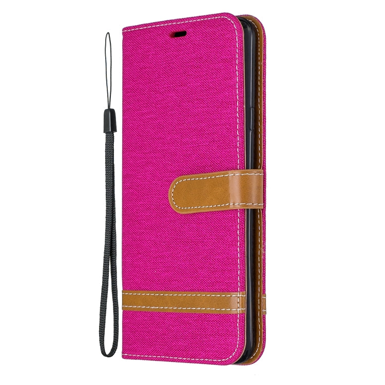 For Galaxy A20s Color Matching Denim Texture Horizontal Flip Leather Case with Holder & Card Slots & Wallet & Lanyard