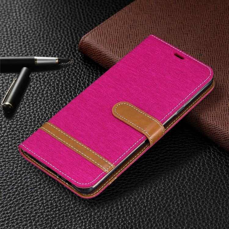 For Galaxy A20s Color Matching Denim Texture Horizontal Flip Leather Case with Holder & Card Slots & Wallet & Lanyard