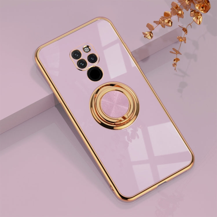 For Huawei Mate 20 6D Electroplating Full Coverage Silicone Protective Case with Magnetic Ring Holder
