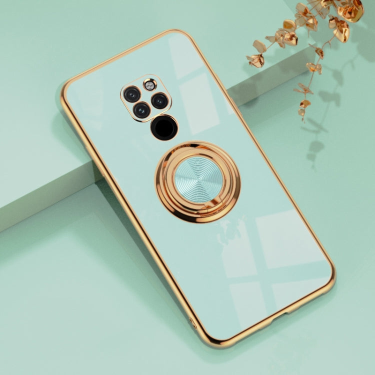 For Huawei Mate 20 6D Electroplating Full Coverage Silicone Protective Case with Magnetic Ring Holder