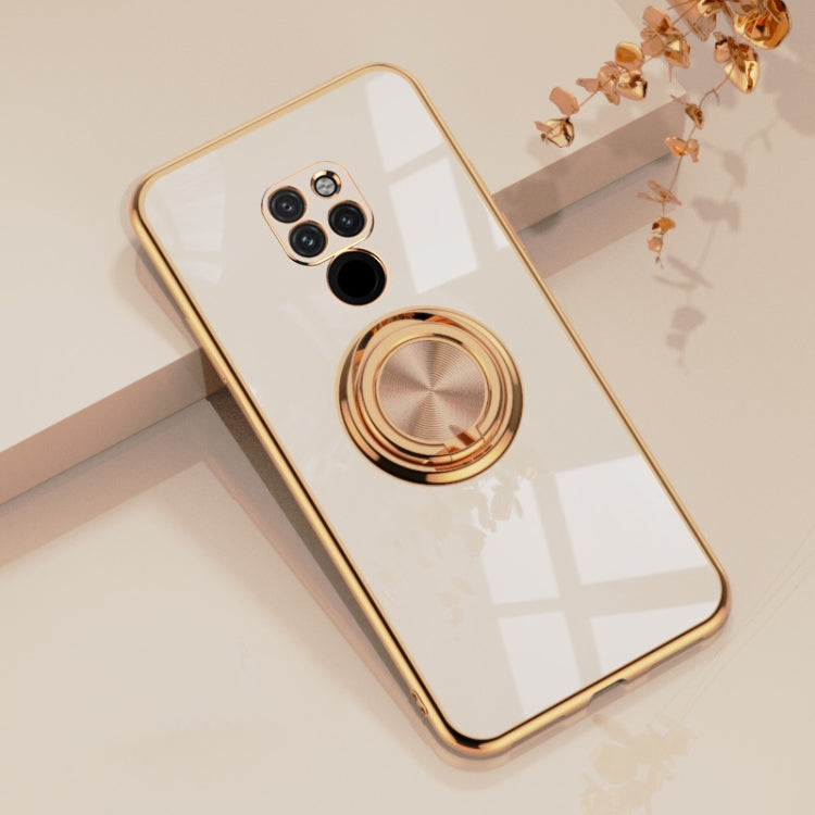 For Huawei Mate 20 6D Electroplating Full Coverage Silicone Protective Case with Magnetic Ring Holder