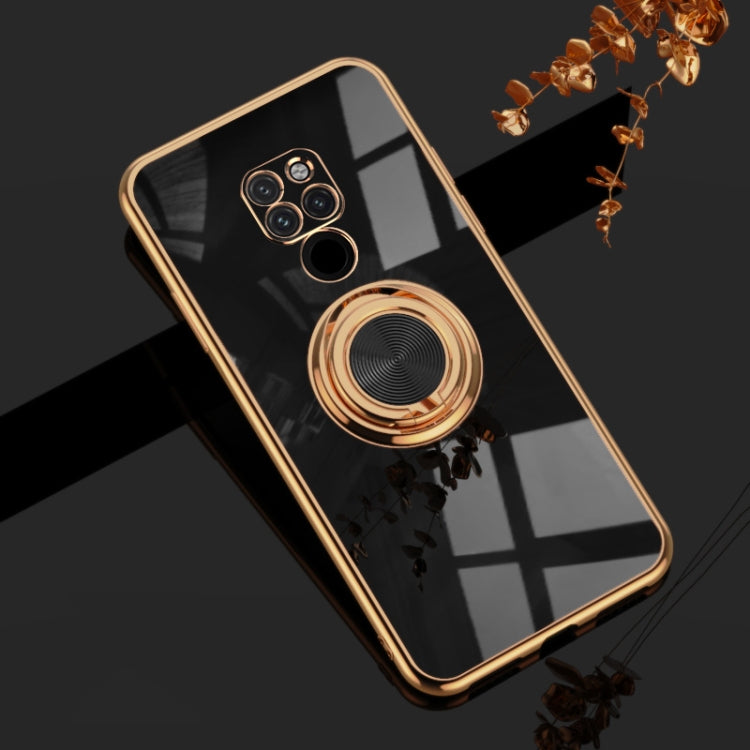 For Huawei Mate 20 6D Electroplating Full Coverage Silicone Protective Case with Magnetic Ring Holder