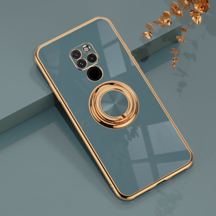 For Huawei Mate 20 6D Electroplating Full Coverage Silicone Protective Case with Magnetic Ring Holder