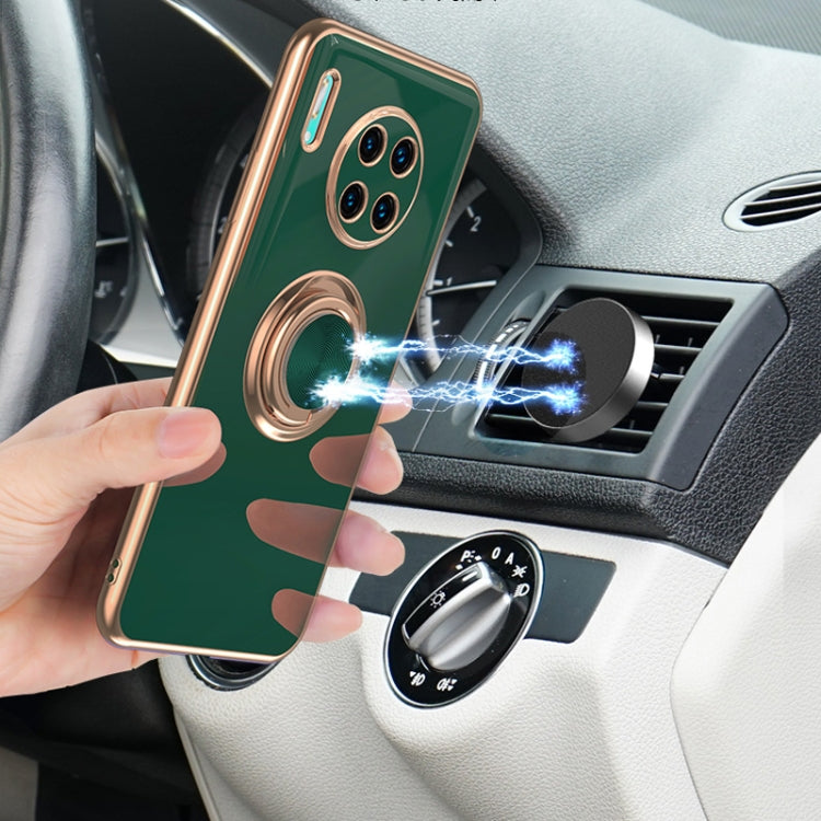 For Huawei Mate 20 Pro 6D Electroplating Full Coverage Silicone Protective Case with Magnetic Ring Holder