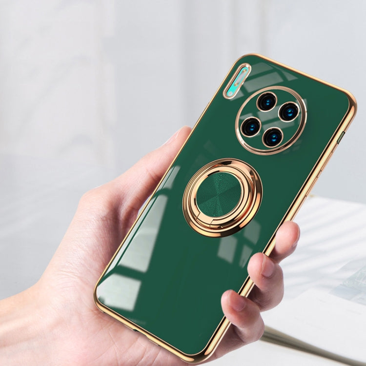For Huawei Mate 20 Pro 6D Electroplating Full Coverage Silicone Protective Case with Magnetic Ring Holder