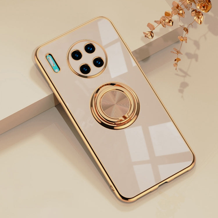 For Huawei Mate 30 6D Electroplating Full Coverage Silicone Protective Case with Magnetic Ring Holder
