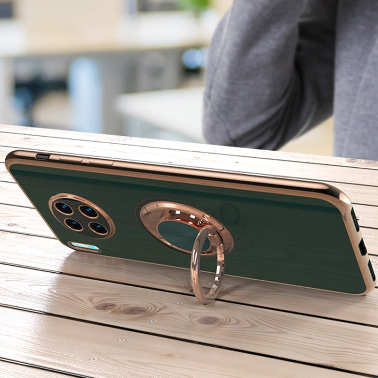 For Huawei Mate 30 6D Electroplating Full Coverage Silicone Protective Case with Magnetic Ring Holder