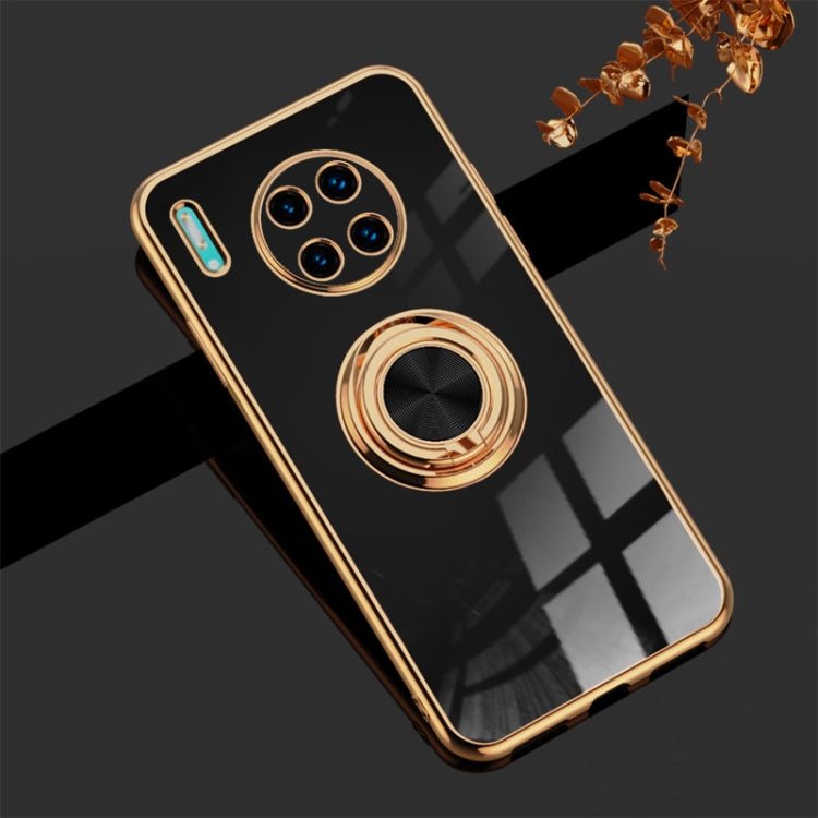 For Huawei Mate 30 6D Electroplating Full Coverage Silicone Protective Case with Magnetic Ring Holder