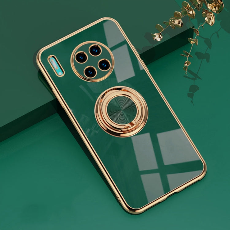For Huawei Mate 30 6D Electroplating Full Coverage Silicone Protective Case with Magnetic Ring Holder