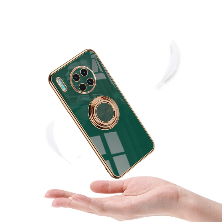 For Huawei Mate 30 6D Electroplating Full Coverage Silicone Protective Case with Magnetic Ring Holder