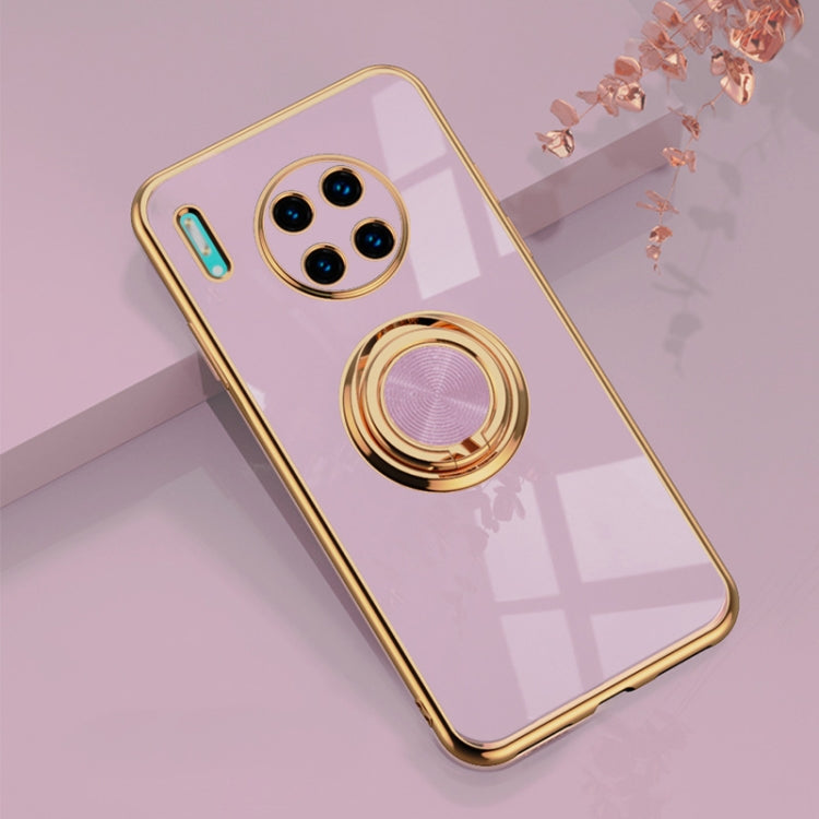 For Huawei Mate 30 Pro 6D Electroplating Full Coverage Silicone Protective Case with Magnetic Ring Holder