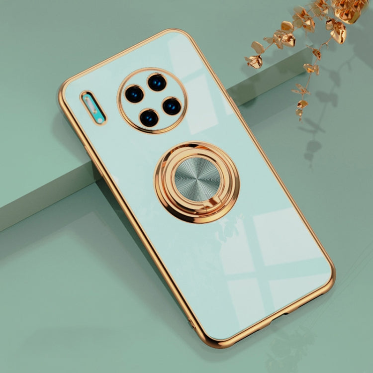 For Huawei Mate 30 Pro 6D Electroplating Full Coverage Silicone Protective Case with Magnetic Ring Holder