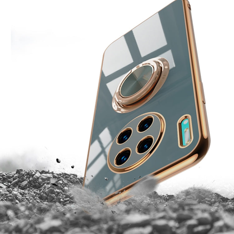 For Huawei Mate 30 Pro 6D Electroplating Full Coverage Silicone Protective Case with Magnetic Ring Holder