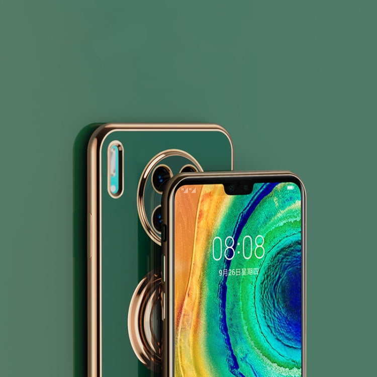 For Huawei Mate 30 Pro 6D Electroplating Full Coverage Silicone Protective Case with Magnetic Ring Holder