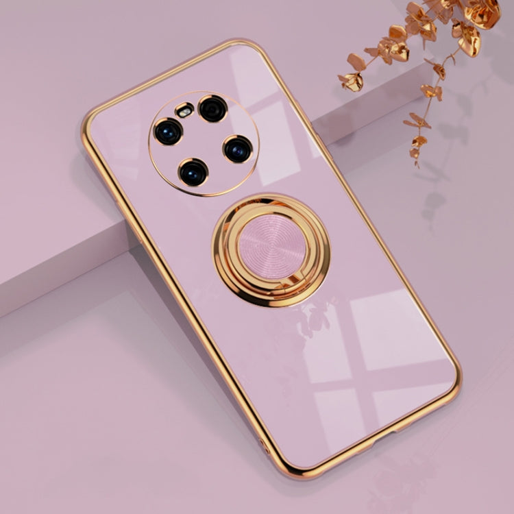 For Huawei Mate 40 6D Electroplating Full Coverage Silicone Protective Case with Magnetic Ring Holder