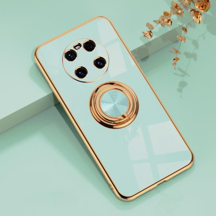 For Huawei Mate 40 6D Electroplating Full Coverage Silicone Protective Case with Magnetic Ring Holder