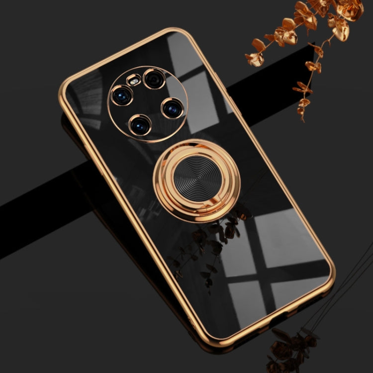 For Huawei Mate 40 6D Electroplating Full Coverage Silicone Protective Case with Magnetic Ring Holder