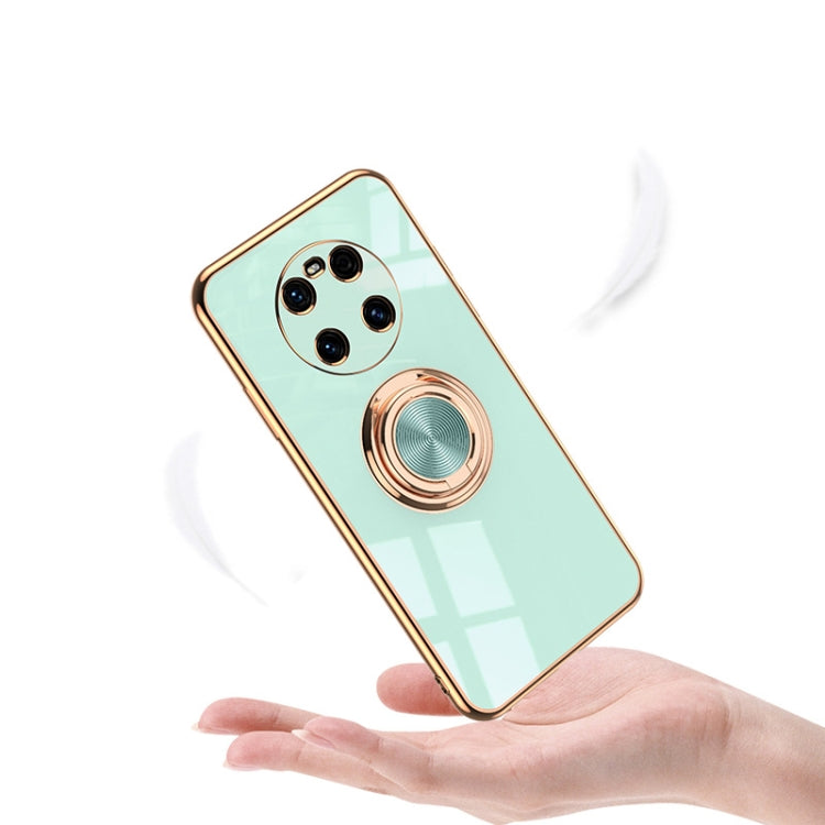For Huawei Mate 40 6D Electroplating Full Coverage Silicone Protective Case with Magnetic Ring Holder