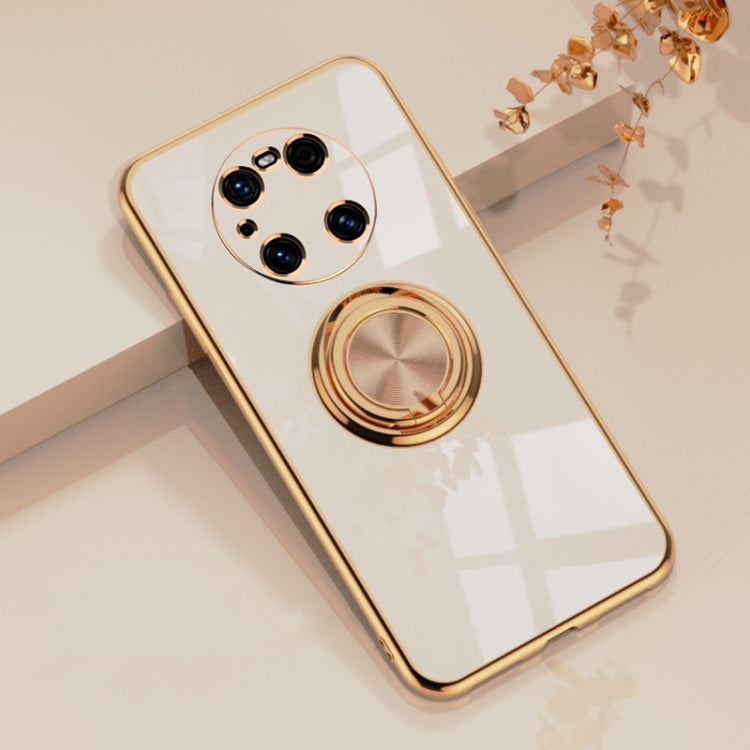 For Huawei Mate 40 Pro 6D Electroplating Full Coverage Silicone Protective Case with Magnetic Ring Holder