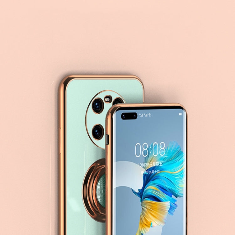 For Huawei Mate 40 Pro 6D Electroplating Full Coverage Silicone Protective Case with Magnetic Ring Holder