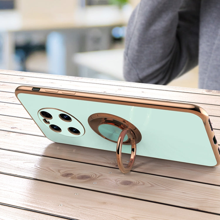 For Huawei Mate 40 Pro 6D Electroplating Full Coverage Silicone Protective Case with Magnetic Ring Holder