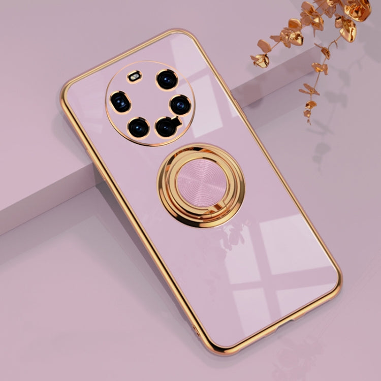 For Huawei Mate 40 Pro+ 6D Electroplating Full Coverage Silicone Protective Case with Magnetic Ring Holder
