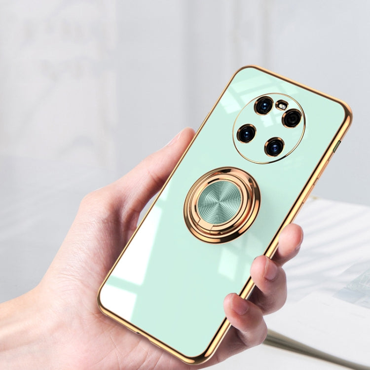 For Huawei Mate 40 Pro+ 6D Electroplating Full Coverage Silicone Protective Case with Magnetic Ring Holder