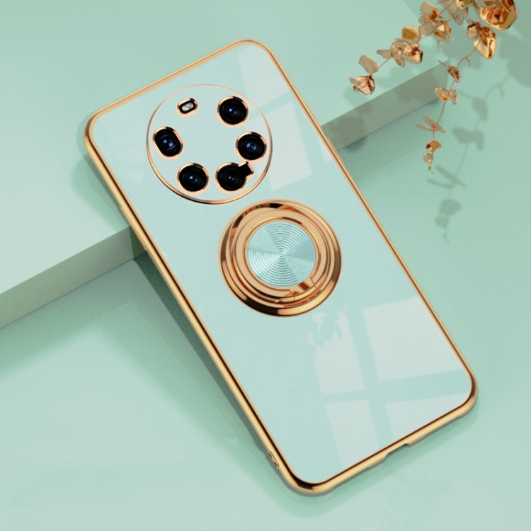 For Huawei Mate 40 Pro+ 6D Electroplating Full Coverage Silicone Protective Case with Magnetic Ring Holder