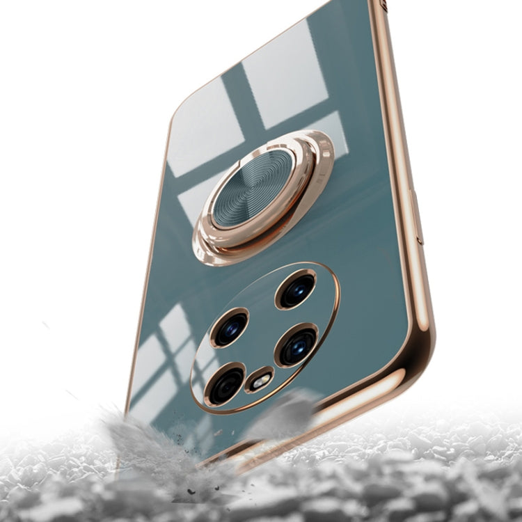 For Huawei Mate 40 Pro+ 6D Electroplating Full Coverage Silicone Protective Case with Magnetic Ring Holder